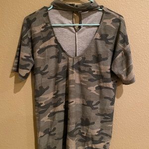 Cute camo V neck